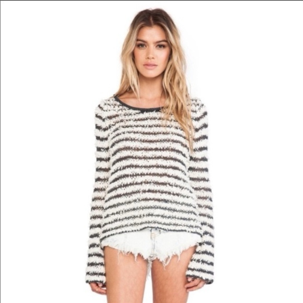 Free People Striped Textured Knit Sweater Size Small